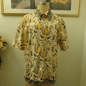 Vintage Men's Abstract Print Short Sleeve Shirt